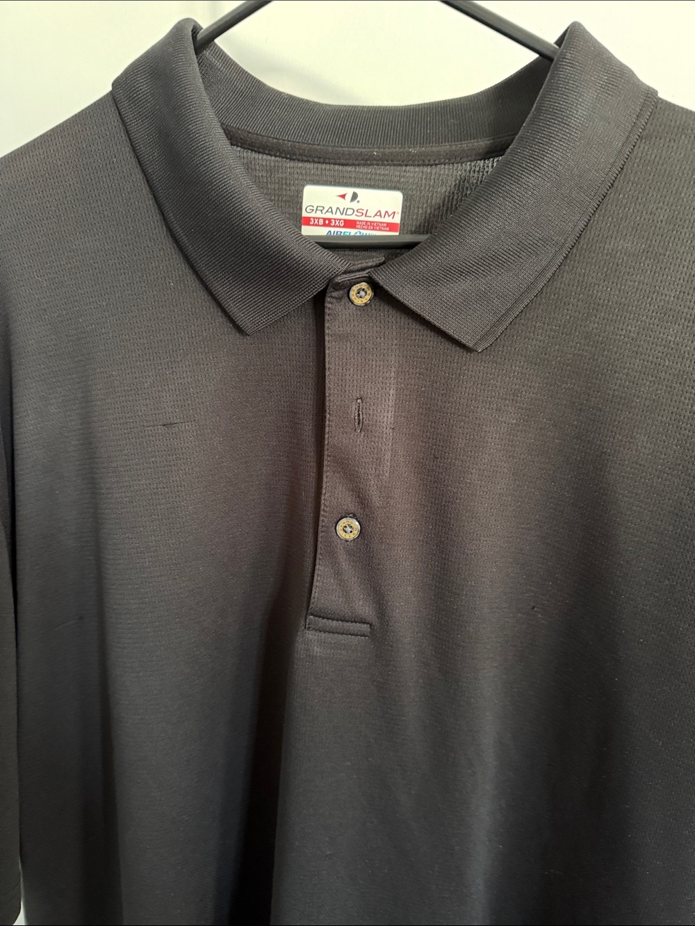 Grand Slam Men's Black Polo with Two-Button Placket